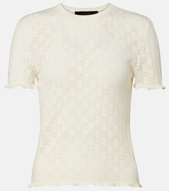 Gucci GG cotton-blend devor&eacute; T-shirt