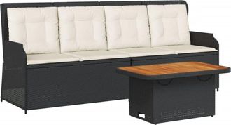 vidaXL Set De Muebles De Jard&iacute;n 3 Pzas Y Cojines Rat&aacute;n Sint&eacute;tico Negro Vidaxl