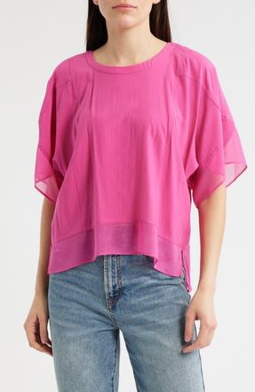 DKNY Mixed Media Dolman Sleeve Top in Vivid Pink at Nordstrom, Size X-Large