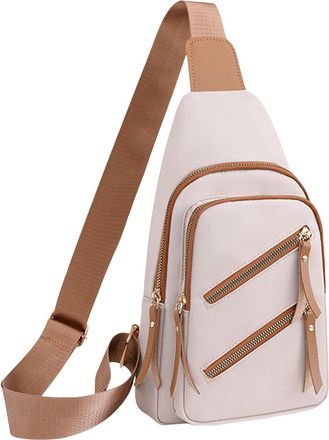 Generic Women Messenger Bag Fashionable Pattern Large Capacity Casual Zipper Chest Crossbody Bag with Fresh Layered Design for Daily Use (White, One Size)