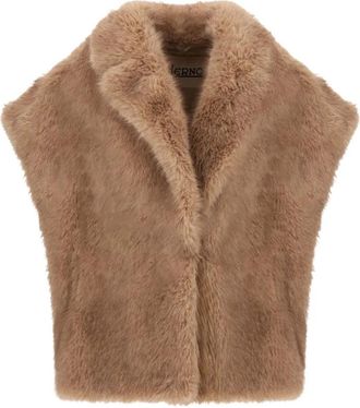 Herno Nep Bontjas - Dames - Bodywarmers - Beige - S - Polyester - Jassen