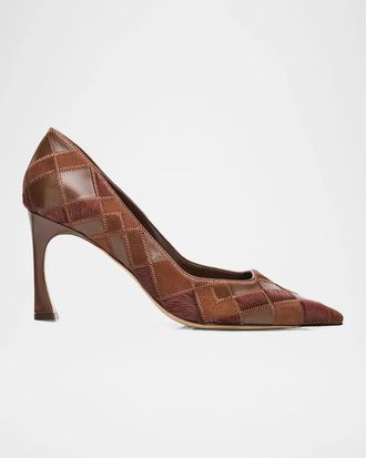 Alexandre Birman Annelise 85MM Leather-Calf Hair Pumps