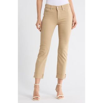 DL1961 Mara Cuffed Raw Hem Mid Rise Ankle Straight Leg Jeans in Almond Cuffed at Nordstrom Rack, Size 28