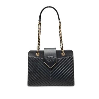 Chanel Pre-owned Quilted Calf Leather Tote - Dames - Pre-owned - Zwart - Maat: ONE Size Leer
