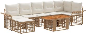 vidaXL Conjunto De Sof&aacute;s De Jard&iacute;n 8 Uds. Natural Y Crema Vidaxl