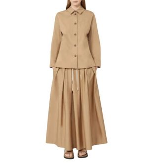 Max Mara Maxi Skirts, female, Beige, Size: 2XS Cotton Poplin Skirt