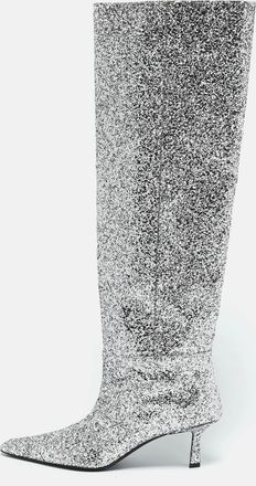Alexander Wang Silver Glitter Viola Knee Length Boots