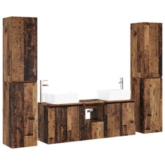 vidaXL Juego De Muebles De Ba&ntilde;o 5 Uds. Madera Envejecida Vidaxl