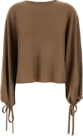 Max Mara Brown Solid Crew Neck Sweater