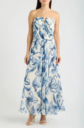 Parker Emerson Strapless Maxi Dress in Bright White/ultra White at Nordstrom, Size 12