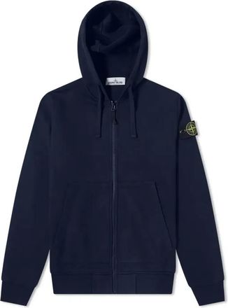 Stone Island Garment Dyed Zip Through Hoodie Navy 741564251-V0020