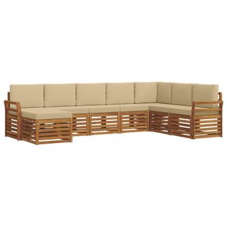 vidaXL Conjunto De Sof&aacute;s De Exterior Con Coj&iacute;n 8 Pcs Natural Y Beige Vidaxl