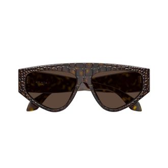 Alaia Oversized Cat-Eye Sunglasses with Crocodile-Embossed Frame