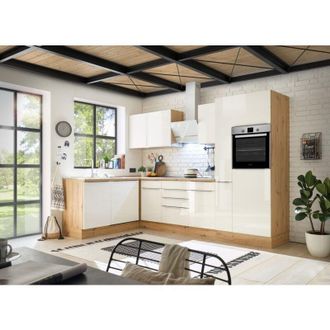 Respekta Cucina Angolo Cottura Cucina ad Angolo Marleen Premium 310 cm Bianco Artigianale Rovere Respecta