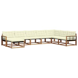 vidaXL Conjunto De Sof&aacute;s De Exterior Con Coj&iacute;n 8 Pcs Natural Y Crema Vidaxl