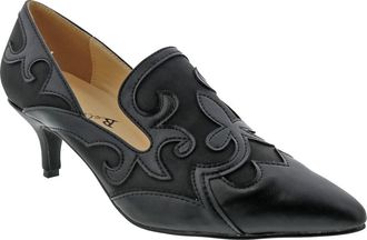 Bellini Bengal Womens Fleur De Lis Comfort Pump, Black Faux Leather/Black Microsuede, 7 UK