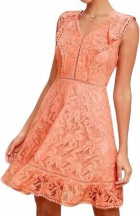 BB Dakota Rease Lace Ruffle Detail Fit And Flare Short Dress In Orange