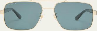 Gucci Mens GG0529Sm Double-Bridge Aviator Sunglasses