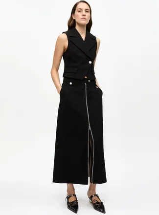 Ganni Black Bonded Crepe Skirt - Size 10/12