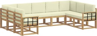 vidaXL Conjunto De Sof&aacute;s De Exterior 9 Uds. Blanco Y Crema Vidaxl