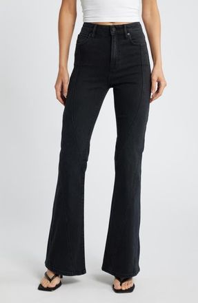 Hidden Jeans Seamed High Waist Flare Jeans in Charcoal at Nordstrom, Size 31