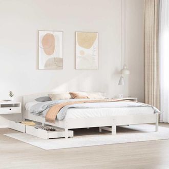 vidaXL Vidaxl - Estructura De Cama Sin Colch&oacute;n Madera Maciza Blanca 200x200 Cm