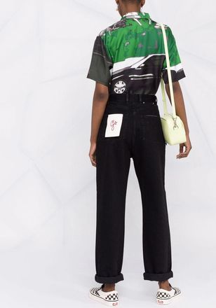 Golden Goose Womens Logo-Patch Straight-Leg Trousers Aw24 W
