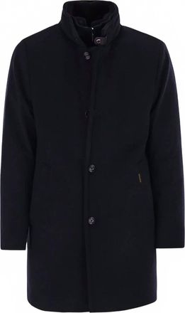 Moorer Mens Bond Button-Fastening Coat In Blue