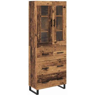 vidaXL Aparador Alto 2 Pcs Madera Envejecida Madera De Ingenier&iacute;a Vidaxl