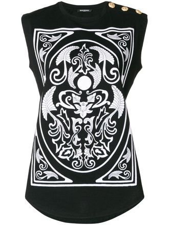 Balmain T-shirt con bottoni goffrati - Nero