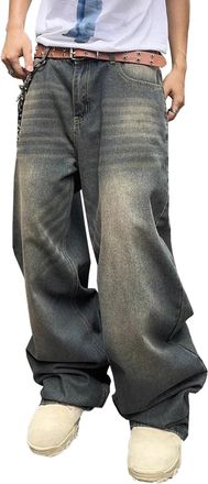 Generic Baggy Jeans Men Hip Hop Jeans Wide Leg Skater Denim Pants Casual Loose Fit Long Trousers Streetwear 2025