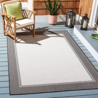 Safavieh Martha Stewart Indoor Outdoor Machine Washable Area rug, Ivory / Charcoal Contemporary Style Easy Care