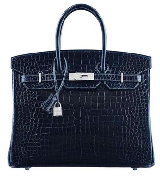 Herm&egrave;s Herm&egrave;s Birkin 25 Crocodile Porosus Lisse Bleu Marine