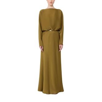 Max Mara Gowns, female, Green, Size: XS Lightweight Satin Dress