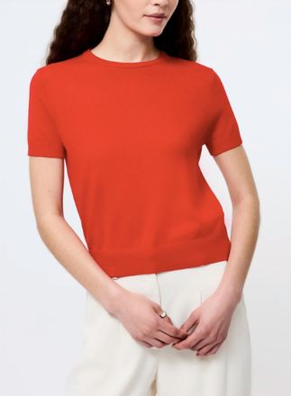 French Connection Nola Fine Knit Short Sleeve Sweater In Mars Red