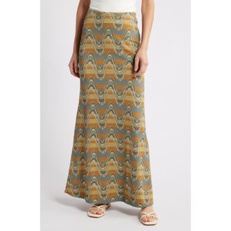 Faithfull The Brand Eliza Pattern Maxi Skirt in Ripple Green at Nordstrom Rack, Size Small