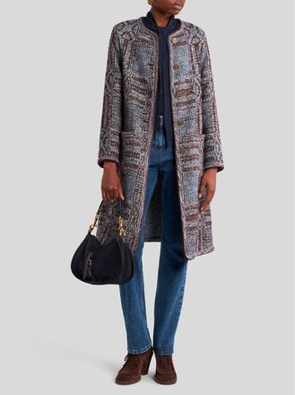 Etro Etro Womens Jacquard Boucle Coat - Grey Wool - Size EU 42 (Womens)