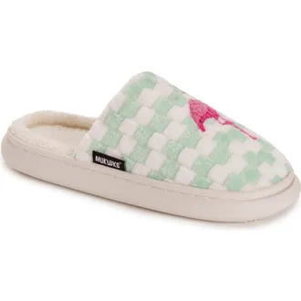 Muk Luks Joss Faux Shearling Lined Slipper in Mint Flamingo at Nordstrom Rack, Size X-Large