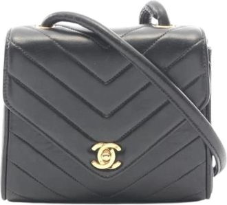 Chanel Pre-owned Vintage Leren Crossbody Tas - Dames - Vintage Schoudertas - Zwart - ONE Size - Leer - Vintage