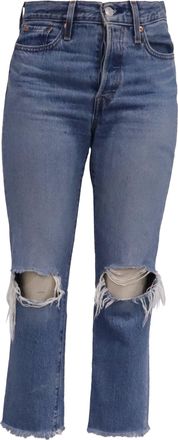Levi's Wedgie Fit Distressed Jeans in Blue Cotton