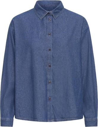 Ichi Shirt met lange mouwen - Dames - Overhemden - Blauw - XS - Overhemden