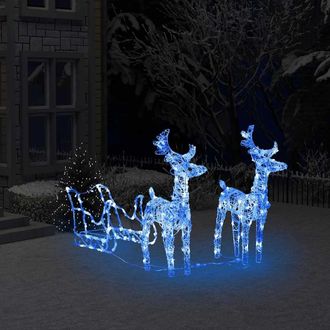 vidaXL Reno Y Trineo Adorno Navide&ntilde;o 160 Leds Acr&iacute;lico 130 Cm Vidaxl