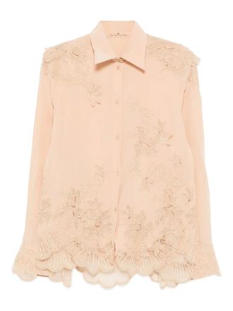 Ermanno Scervino floral lace-embellished shirt - Neutrals