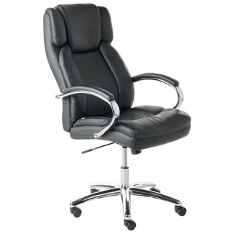 Beliani Beliani - Silla Ejecutiva De Oficina Asiento Inclinable Acolchado Grueso Piel Sint&eacute;tica Negra Honor