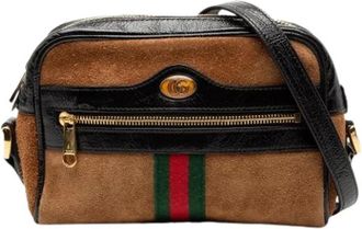 Gucci Pre-owned Cross Body Bags, female, Brown, Size: ONE SIZE Pre-owned Suede Crossbody Bag