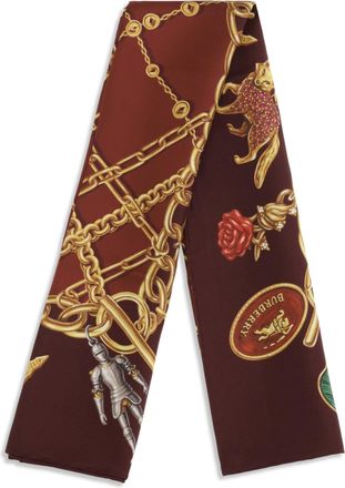Burberry Womens Silk Scarf Auburn Brown Scarfs