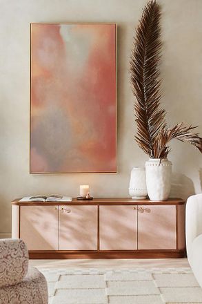 Anthropologie Acadia Raffia & Wood Media Cabinet