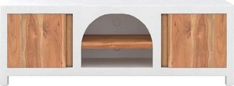 Rendez-Vous D&eacute;co Mueble de TV de yeso blanco roto y madera de acacia de 145 cm