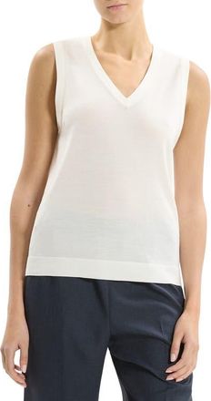 Theory V-Neck Slim Fit Wool Tank in New Ivory - Cx1 at Nordstrom, Size Medium