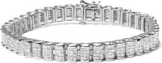 House of Brilliance 14K Gold 5.00 Cttw Princess Cut Diamond Rectangular Invisible Set Link Tennis Bracelet in White at Nordstrom